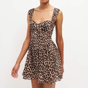 Reformation animal print leopard Taiga mini dress - size 12 (XL) NWOT